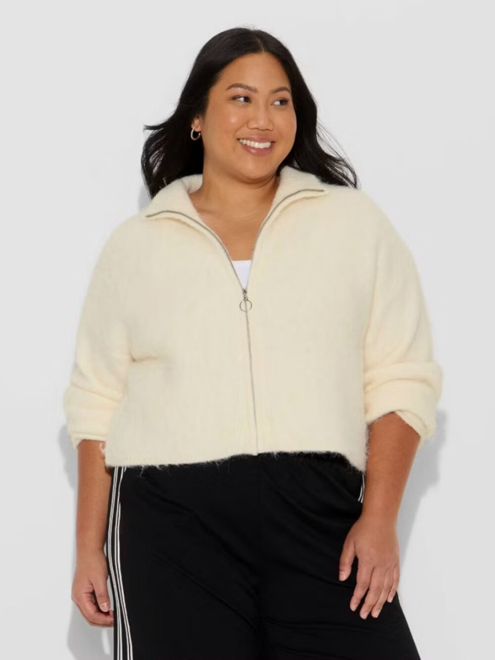 Women's Full Zip Mock Turtleneck Cardigan - Wild Fable Off-White XS